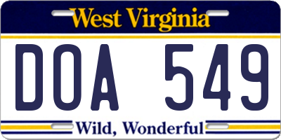 WV license plate DOA549