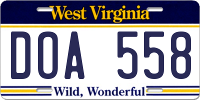 WV license plate DOA558