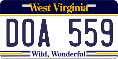 WV license plate DOA559