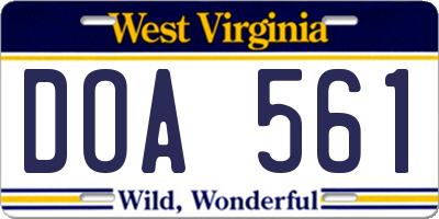 WV license plate DOA561