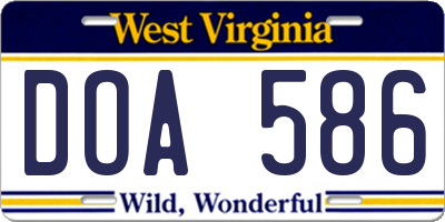 WV license plate DOA586