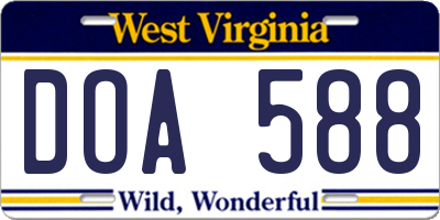 WV license plate DOA588