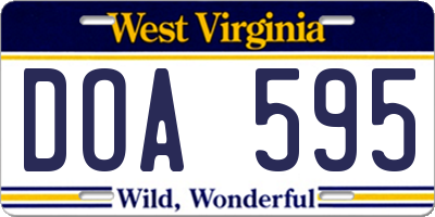 WV license plate DOA595