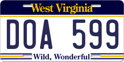 WV license plate DOA599