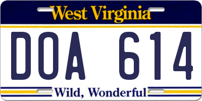 WV license plate DOA614