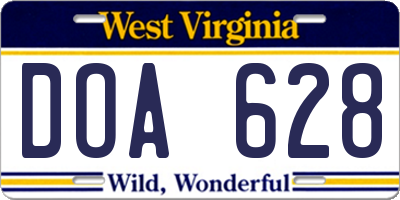 WV license plate DOA628
