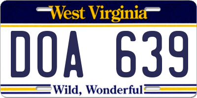 WV license plate DOA639