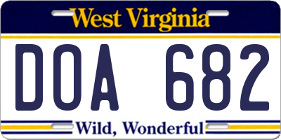 WV license plate DOA682