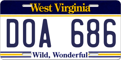 WV license plate DOA686