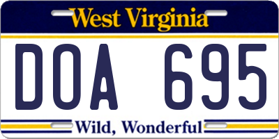 WV license plate DOA695
