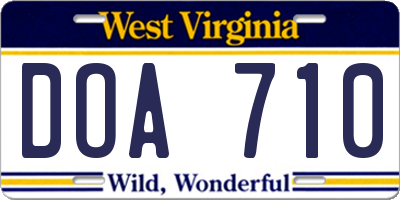 WV license plate DOA710