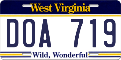 WV license plate DOA719
