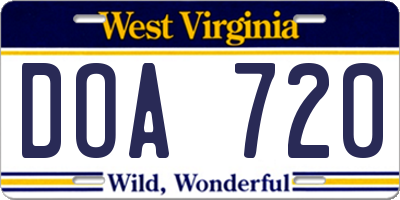 WV license plate DOA720