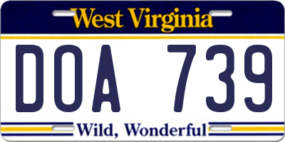 WV license plate DOA739