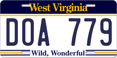 WV license plate DOA779