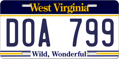 WV license plate DOA799