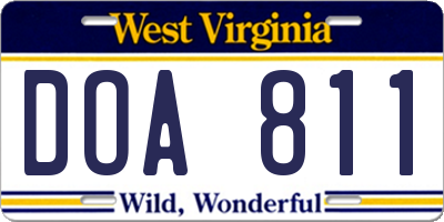 WV license plate DOA811