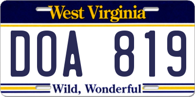 WV license plate DOA819