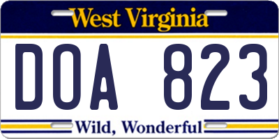 WV license plate DOA823