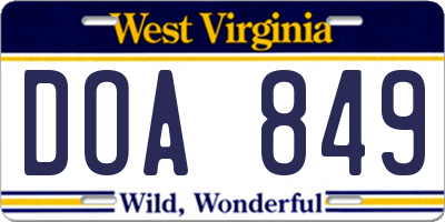 WV license plate DOA849