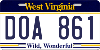 WV license plate DOA861
