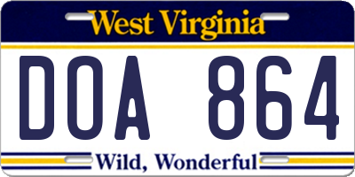 WV license plate DOA864