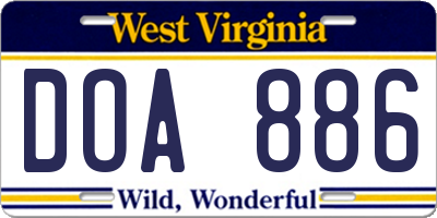 WV license plate DOA886