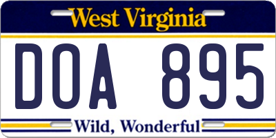 WV license plate DOA895