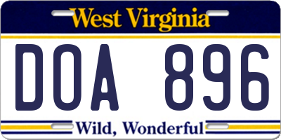 WV license plate DOA896