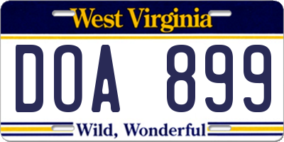 WV license plate DOA899