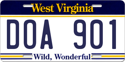 WV license plate DOA901