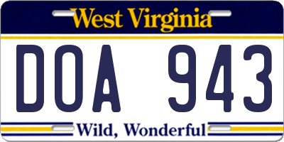 WV license plate DOA943