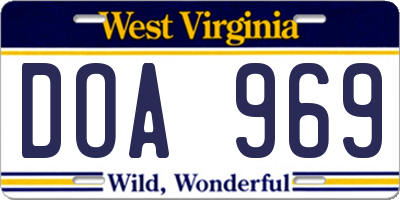 WV license plate DOA969