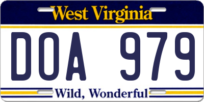 WV license plate DOA979
