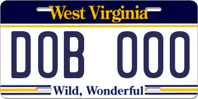 WV license plate DOB000