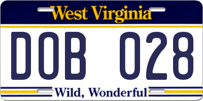 WV license plate DOB028