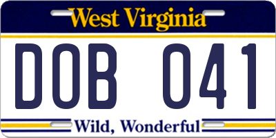 WV license plate DOB041
