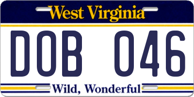 WV license plate DOB046