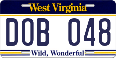 WV license plate DOB048