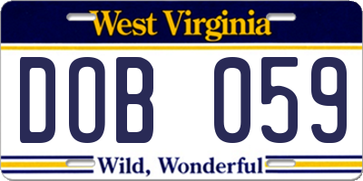 WV license plate DOB059
