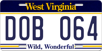 WV license plate DOB064