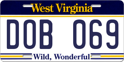 WV license plate DOB069