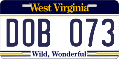 WV license plate DOB073