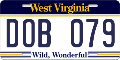 WV license plate DOB079