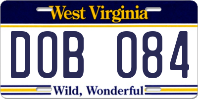 WV license plate DOB084
