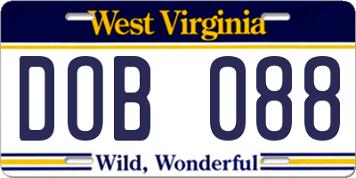 WV license plate DOB088