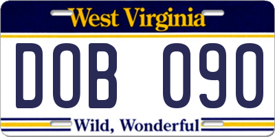 WV license plate DOB090
