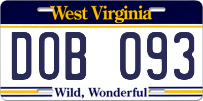 WV license plate DOB093