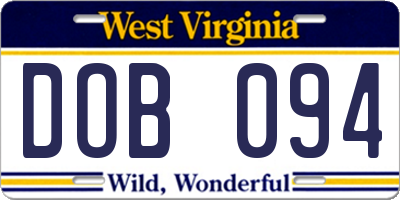 WV license plate DOB094