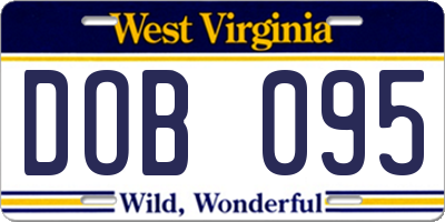 WV license plate DOB095